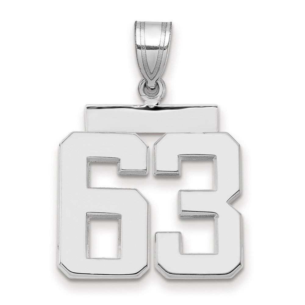 14K Weißgold Mittelgroßer Polierter Charm Nummer 63