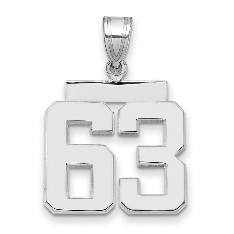 14K Weißgold Mittelgroßer Polierter Charm Nummer 63