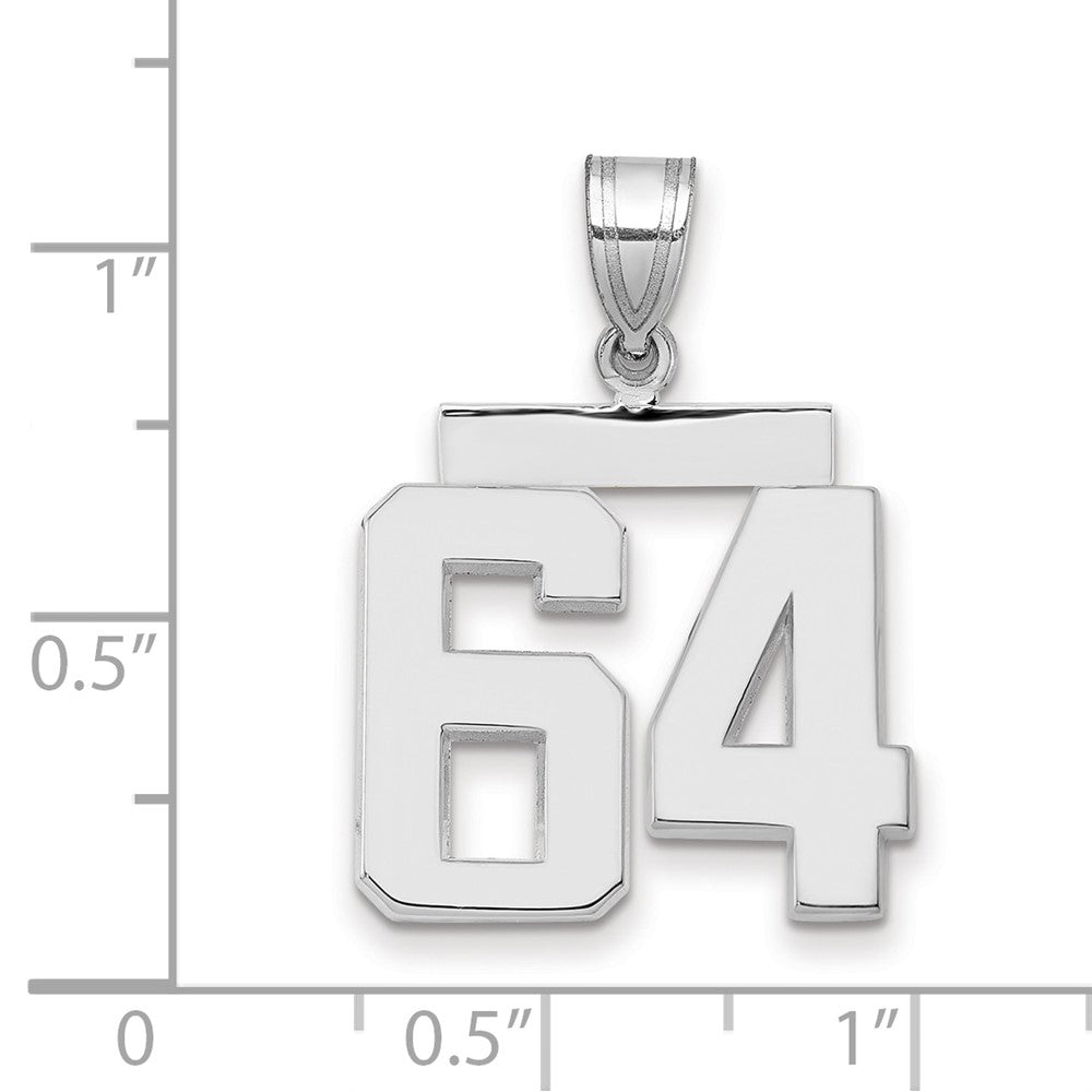 14K Weißgold mittelgroßer polierter Zahl-64-Charm