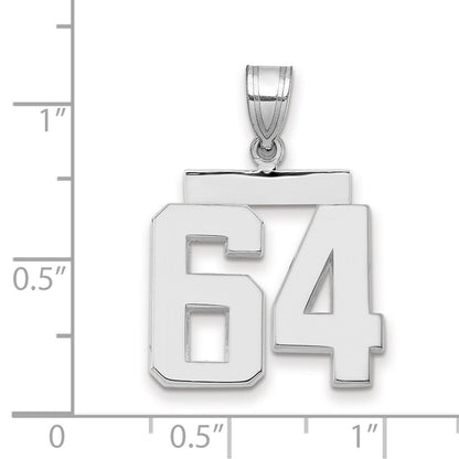 14K Weißgold mittelgroßer polierter Zahl-64-Charm