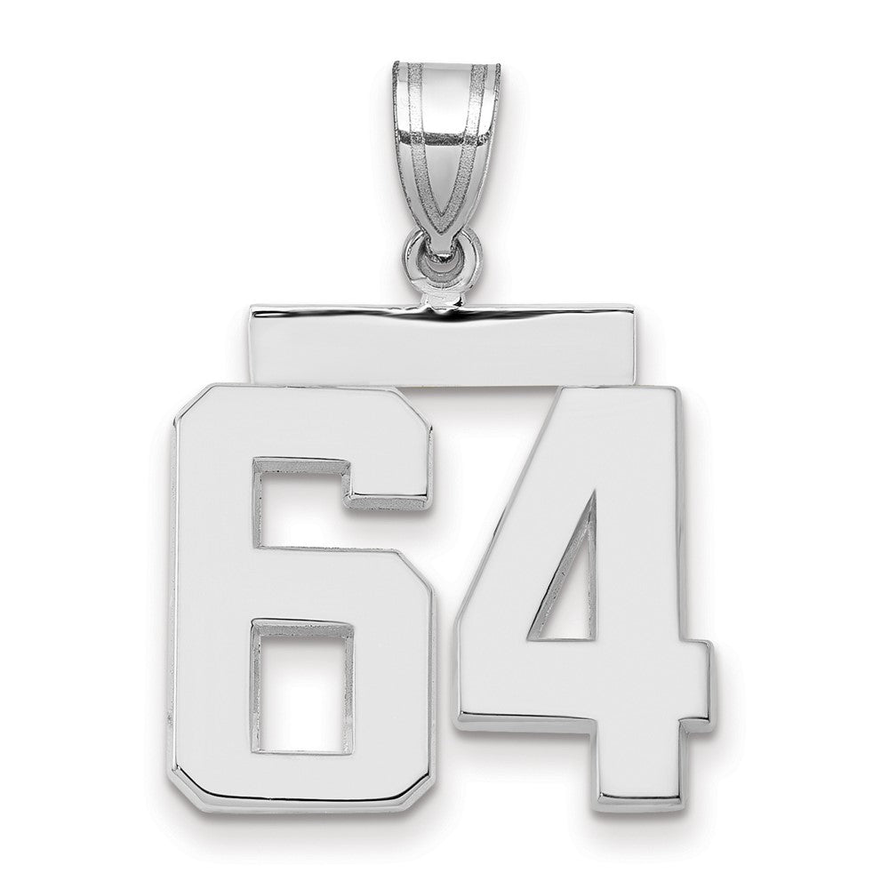 14K Weißgold mittelgroßer polierter Zahl-64-Charm