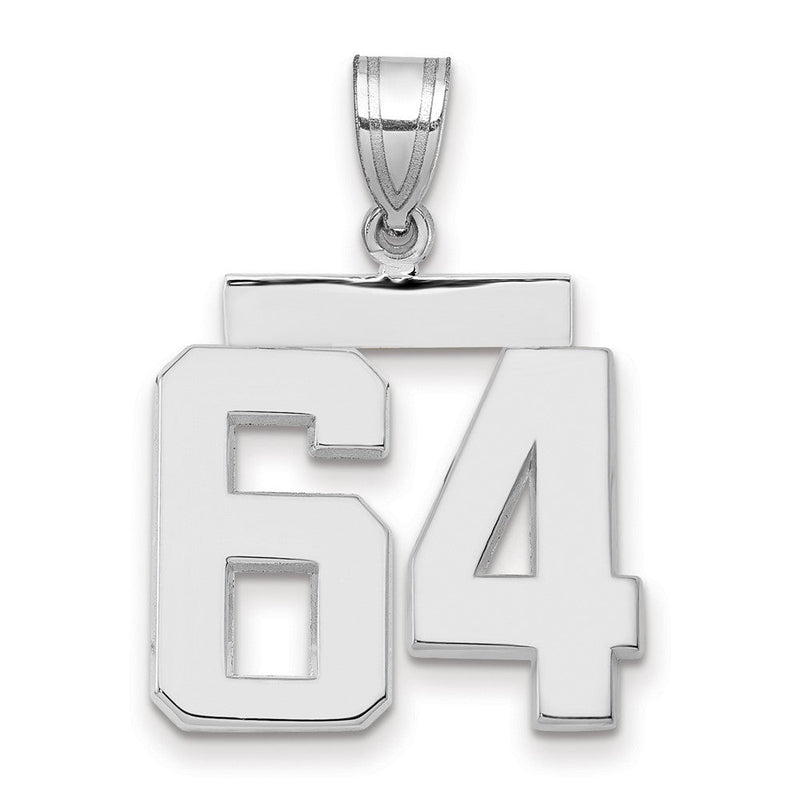 14K Weißgold mittelgroßer polierter Zahl-64-Charm