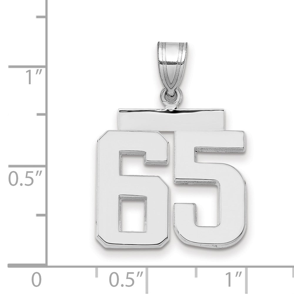 14K Weißgold Medium Polierter Zahl-65-Charm