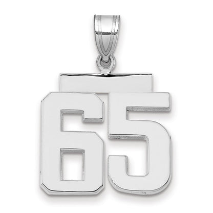 14K Weißgold Medium Polierter Zahl-65-Charm