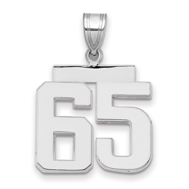 14K Weißgold Medium Polierter Zahl-65-Charm