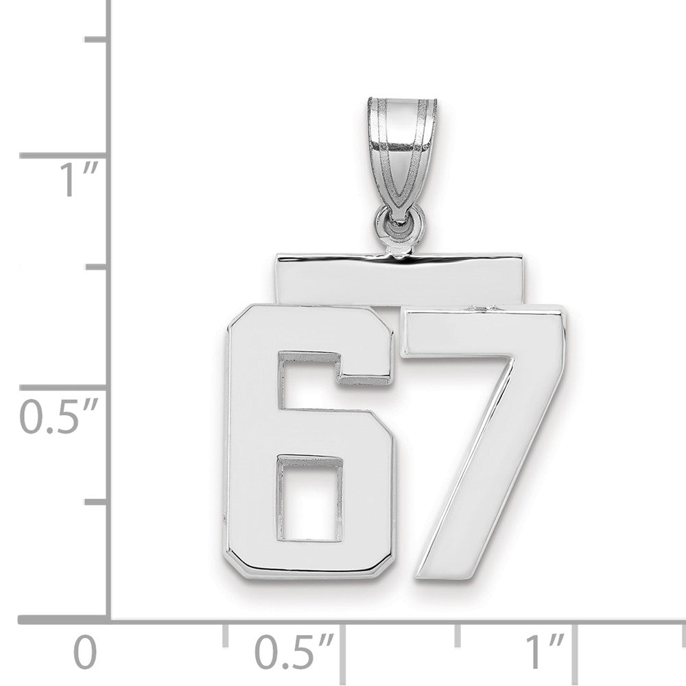 14K Weißgold mittelgroßer polierter Zahl-67-Charm