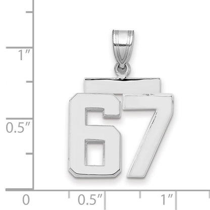 14K Weißgold mittelgroßer polierter Zahl-67-Charm
