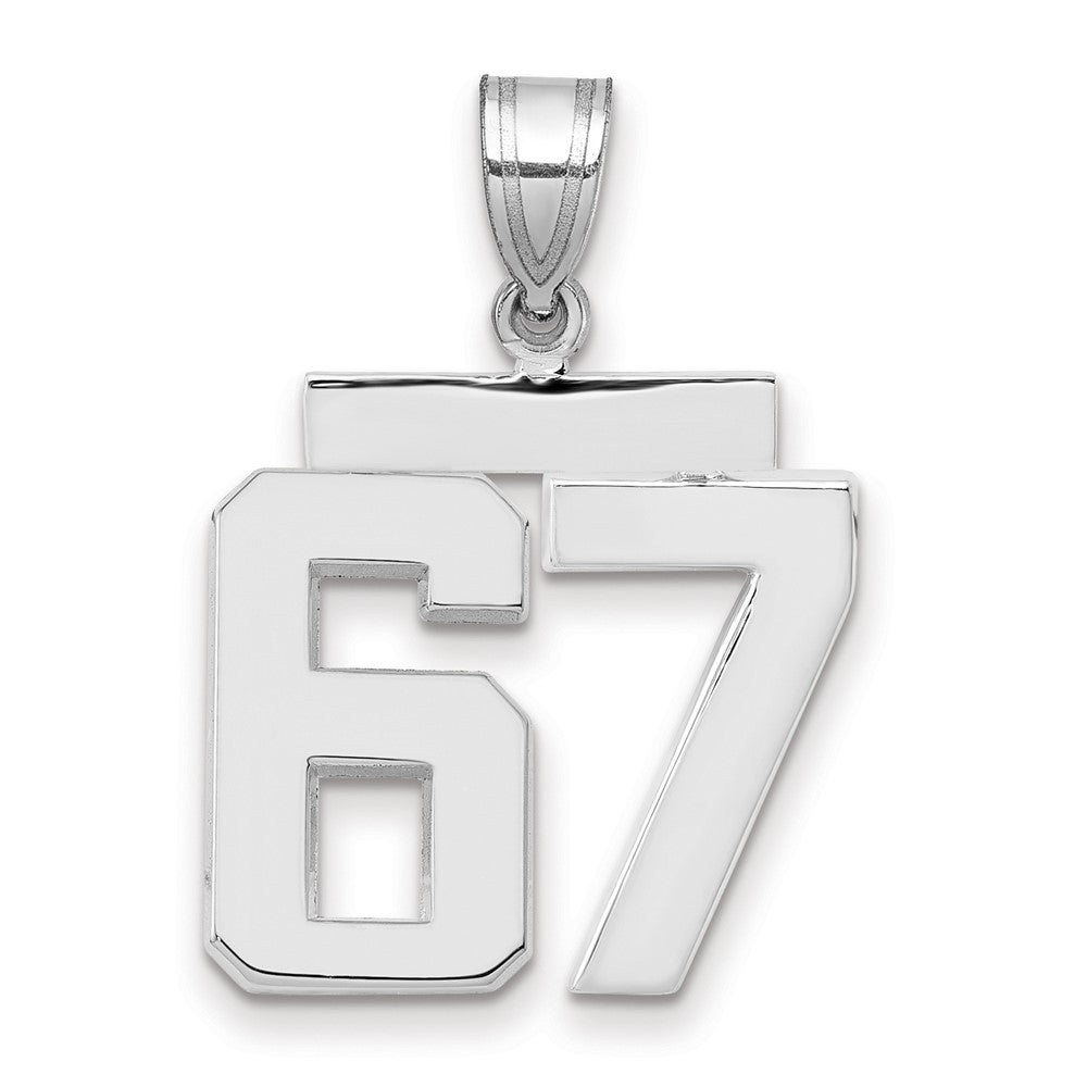 14K Weißgold mittelgroßer polierter Zahl-67-Charm
