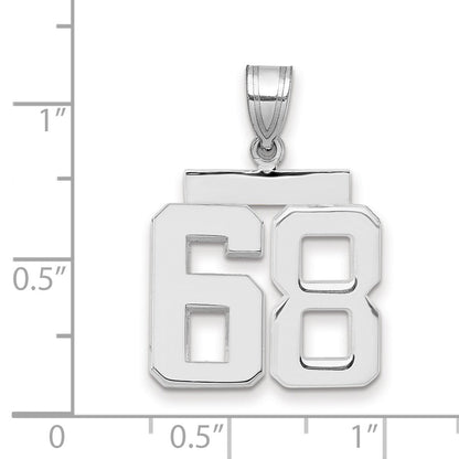 14K Weißgold Poliert Zahl 68 Charm, mittelgroß