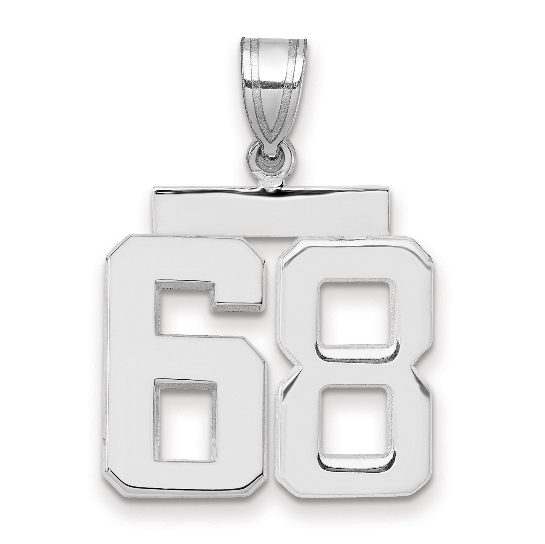 14K Weißgold Poliert Zahl 68 Charm, mittelgroß