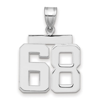 14K Weißgold Poliert Zahl 68 Charm, mittelgroß