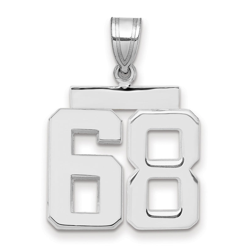 14K Weißgold Poliert Zahl 68 Charm, mittelgroß