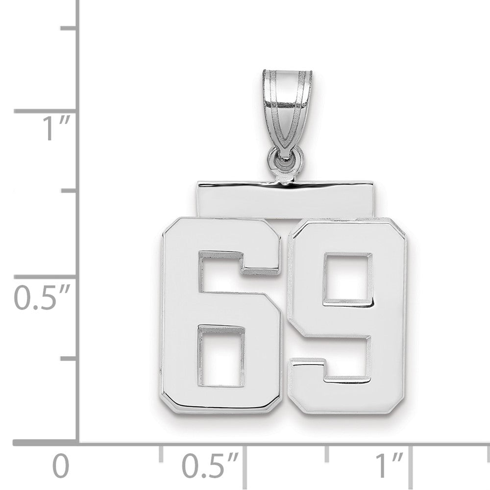 14K Weißgold Mittelgroßer Polierter Zahl-69-Charm