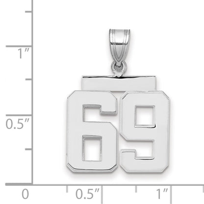 14K Weißgold Mittelgroßer Polierter Zahl-69-Charm