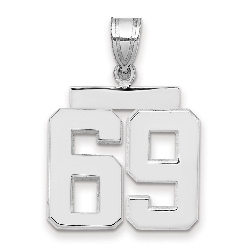 14K Weißgold Mittelgroßer Polierter Zahl-69-Charm