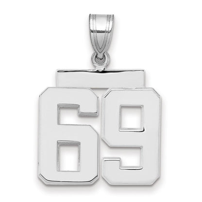 14K Weißgold Mittelgroßer Polierter Zahl-69-Charm