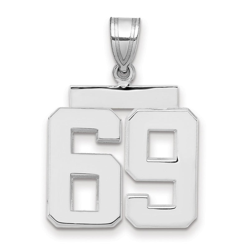 14K Weißgold Mittelgroßer Polierter Zahl-69-Charm
