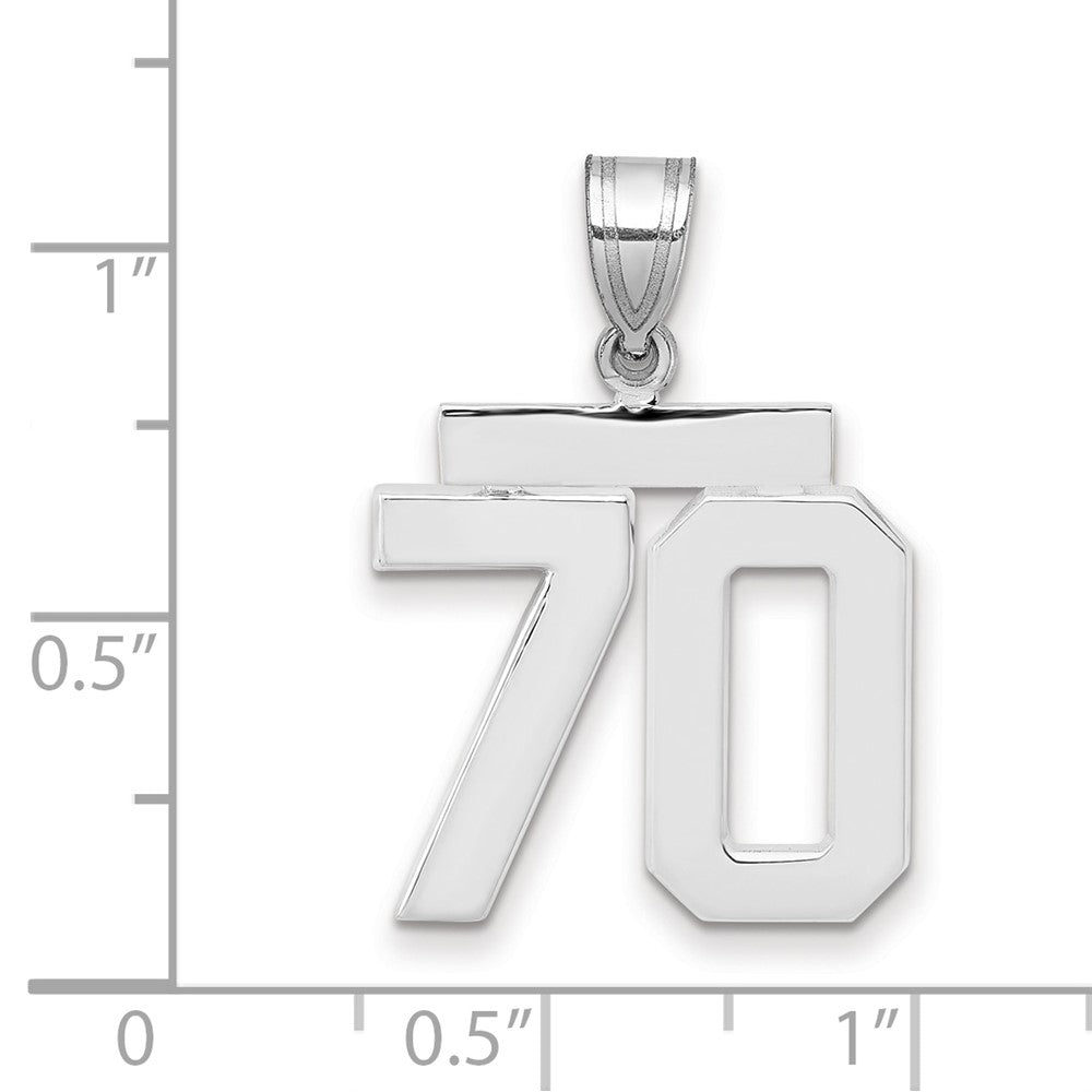 14K Weißgold Charm „Zahl 70“, mittelgroß, poliert
