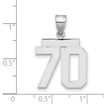 14K Weißgold Charm „Zahl 70“, mittelgroß, poliert