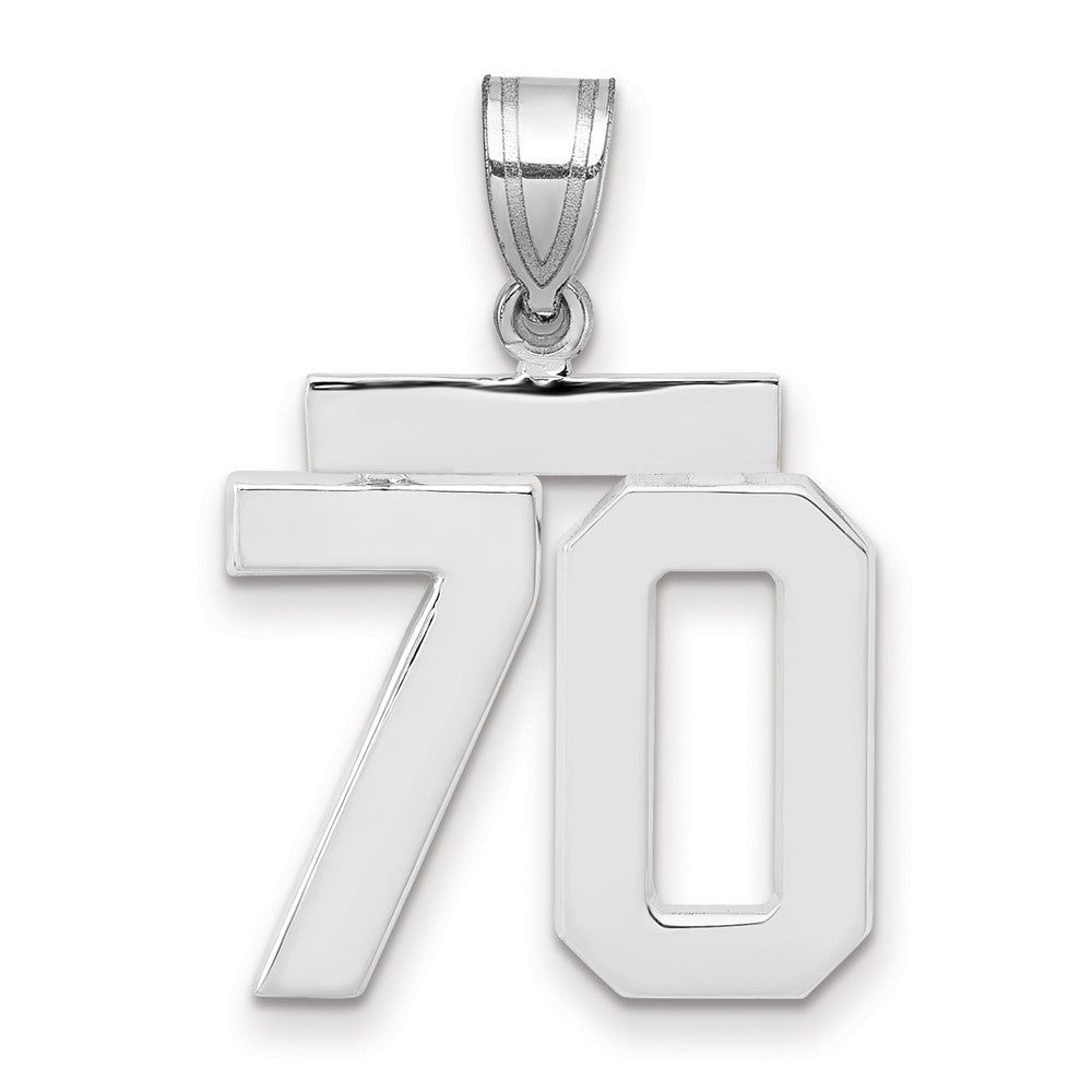 14K Weißgold Charm „Zahl 70“, mittelgroß, poliert