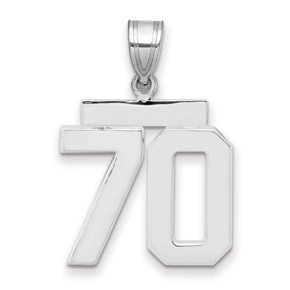 14K Weißgold Charm „Zahl 70“, mittelgroß, poliert