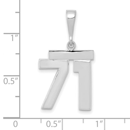 14K Weißgold mittelgroßer polierter Zahl-71-Charm