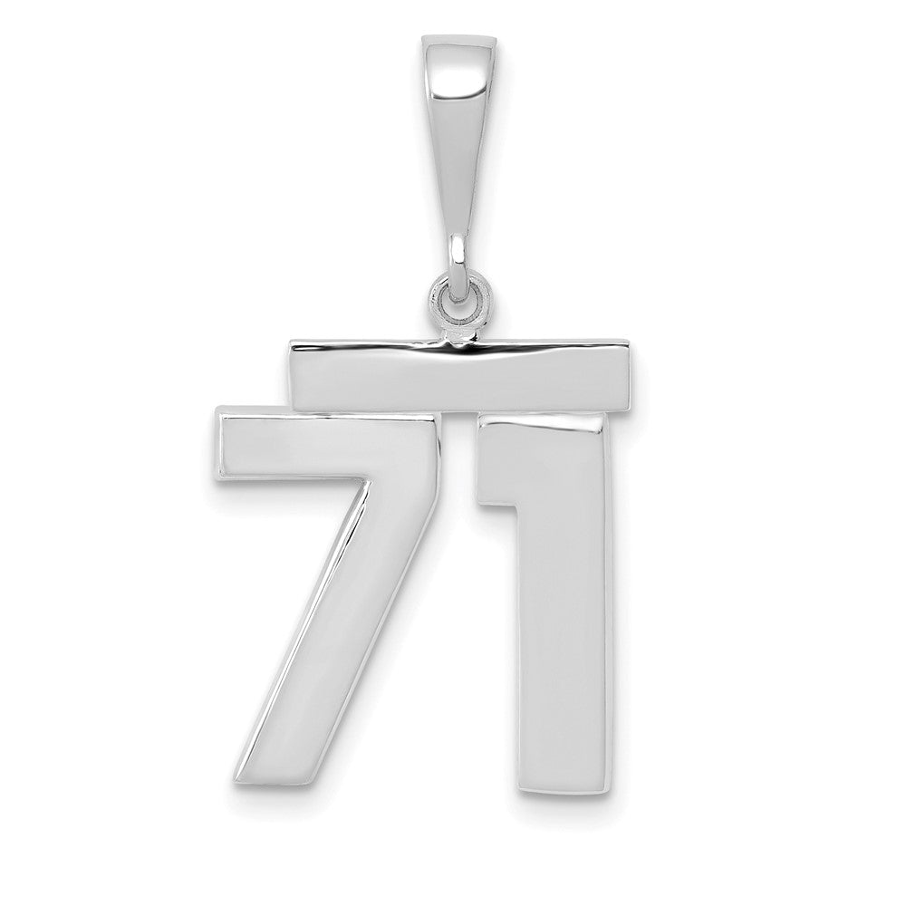 14K Weißgold mittelgroßer polierter Zahl-71-Charm