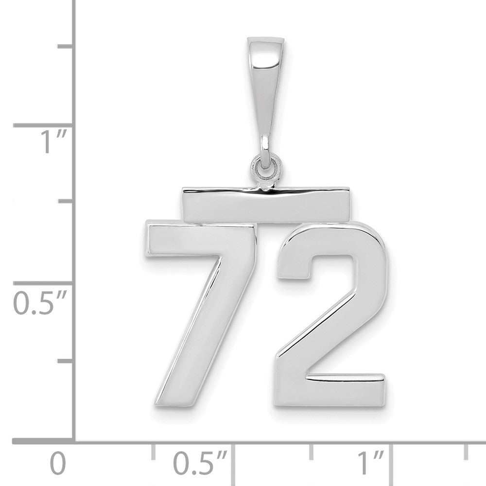 585 Weißgold Mittelgroßer Polierter Zahlen-Charm "72