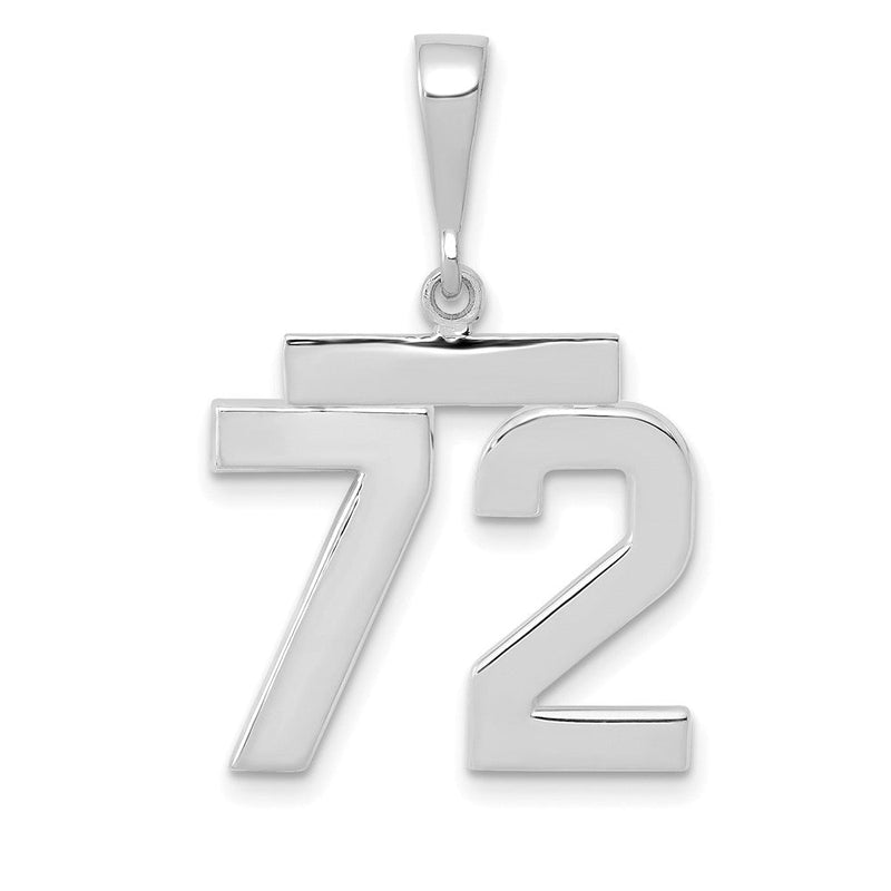585 Weißgold Mittelgroßer Polierter Zahlen-Charm "72