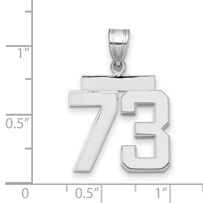 14K Weißgold mittelgroßer polierter Charm mit Zahl 73