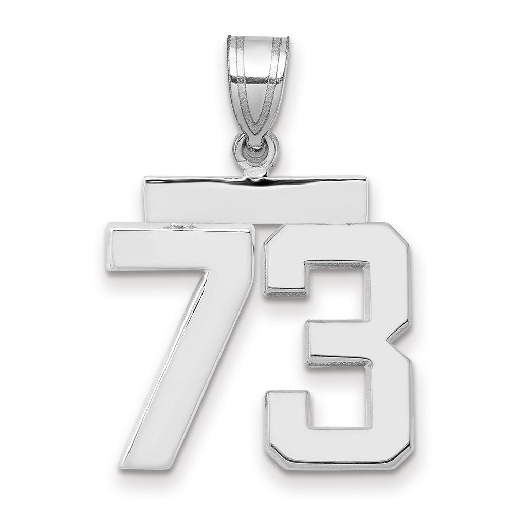 14K Weißgold mittelgroßer polierter Charm mit Zahl 73