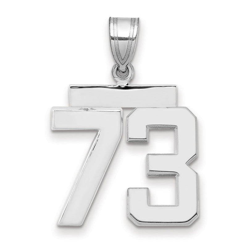 14K Weißgold mittelgroßer polierter Charm mit Zahl 73