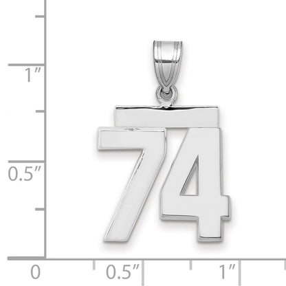 14K Weißgold Charm „Zahl 74“, mittelgroß, poliert