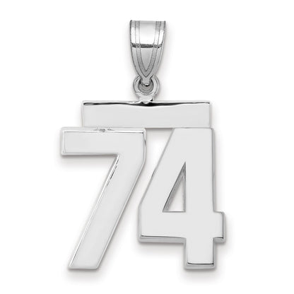 14K Weißgold Charm „Zahl 74“, mittelgroß, poliert