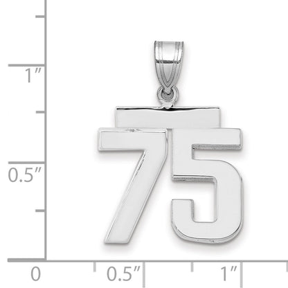 14K Weißgold mittelgroßer polierter Zahl-75-Charm