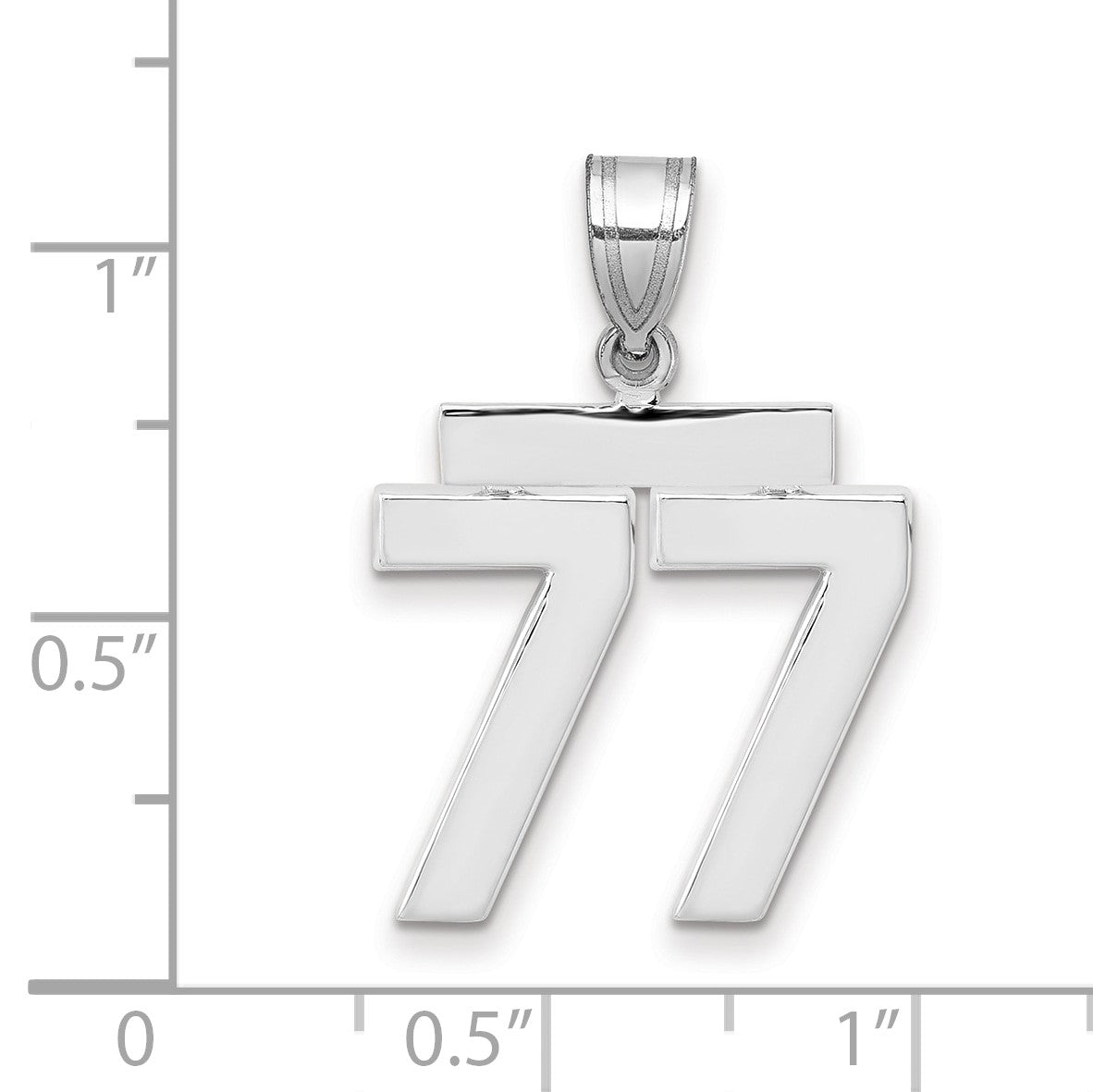 14K Weißgold mittelgroßer polierter Zahl-77-Charm