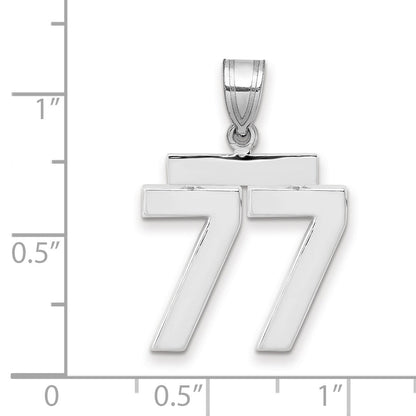14K Weißgold mittelgroßer polierter Zahl-77-Charm
