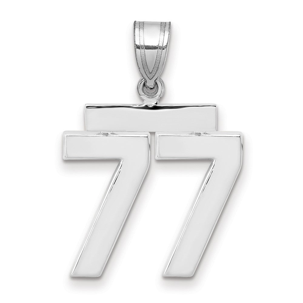 14K Weißgold mittelgroßer polierter Zahl-77-Charm