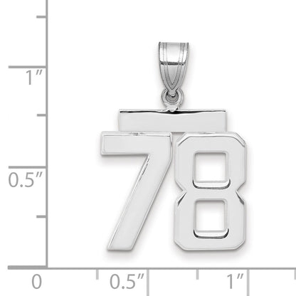 14K Weißgold mittelgroßer polierter Charm Zahl 78