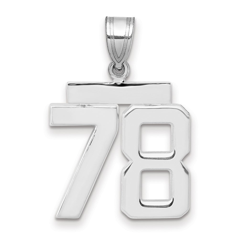14K Weißgold mittelgroßer polierter Charm Zahl 78