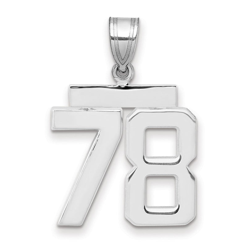 14K Weißgold mittelgroßer polierter Charm Zahl 78