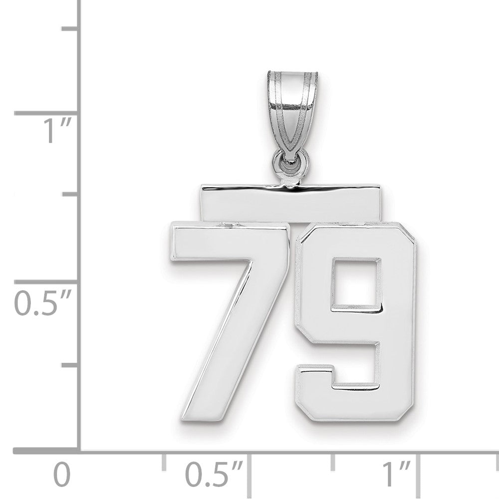 14K Weißgold mittelgroßer polierter Charm Nummer 79