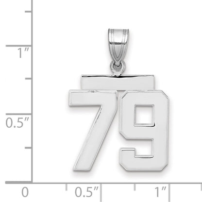 14K Weißgold mittelgroßer polierter Charm Nummer 79