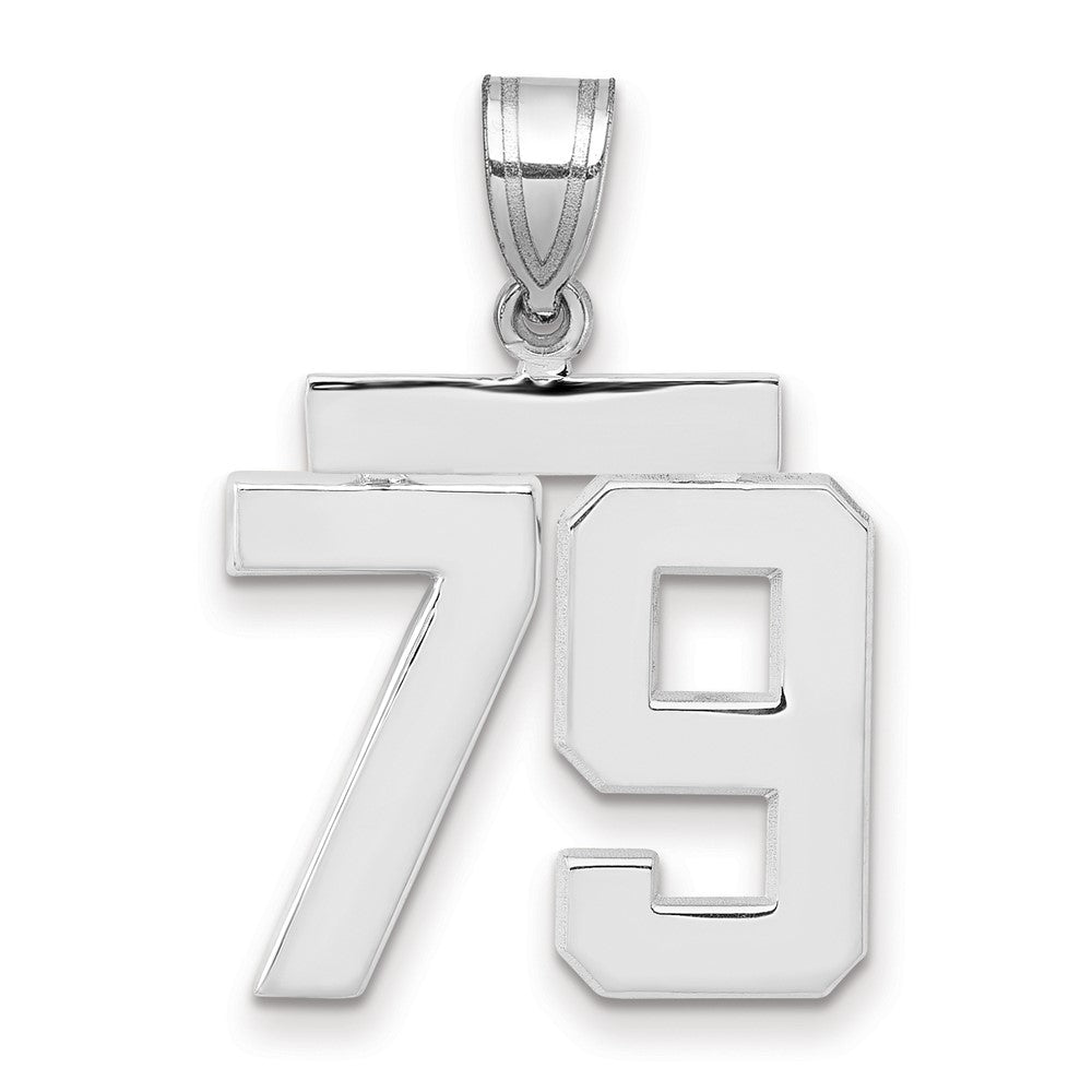 14K Weißgold mittelgroßer polierter Charm Nummer 79