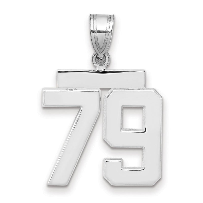 14K Weißgold mittelgroßer polierter Charm Nummer 79