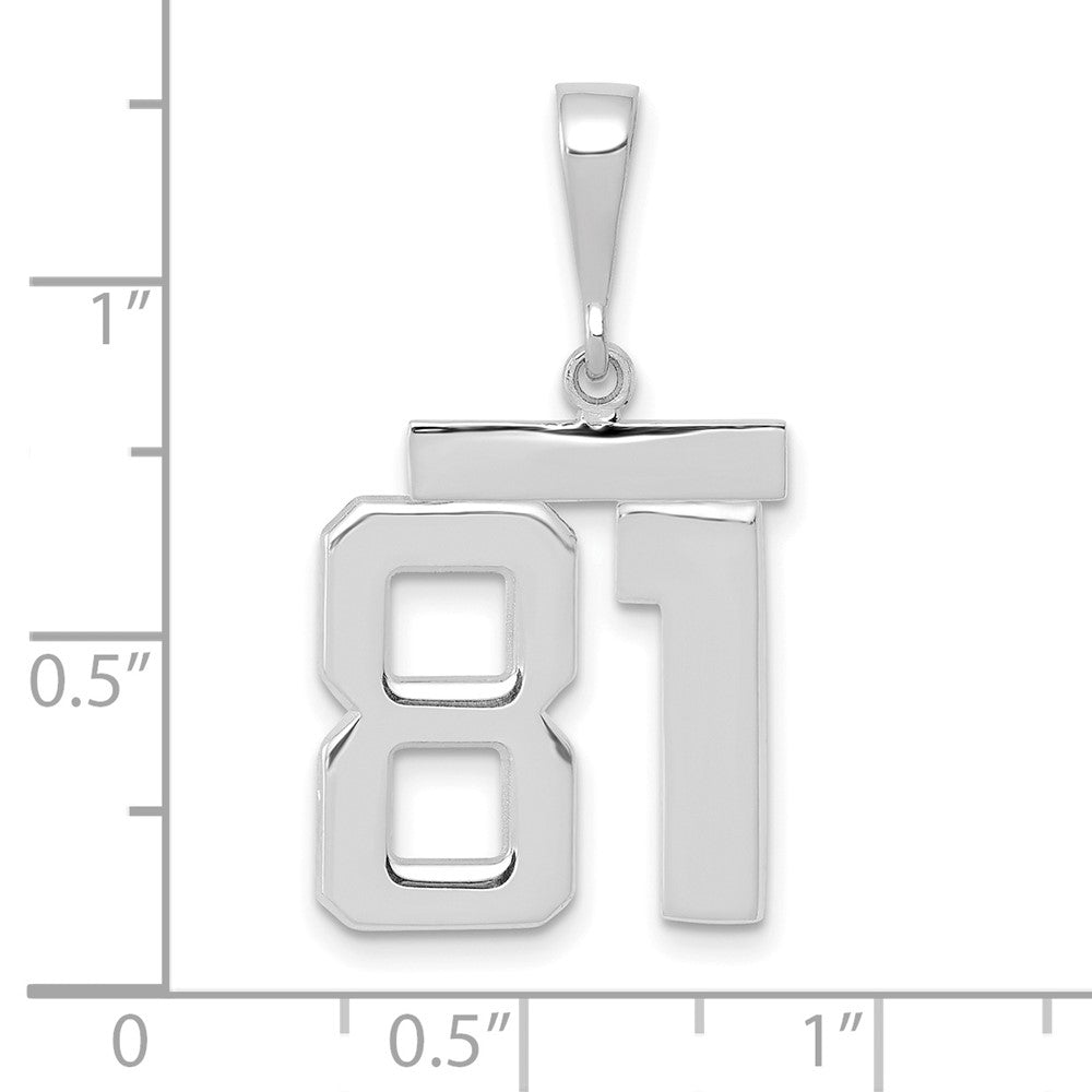 14K Weißgold mittelgroßer polierter Zahl-81-Charm