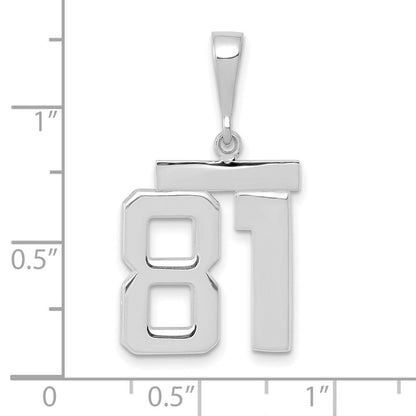 14K Weißgold mittelgroßer polierter Zahl-81-Charm