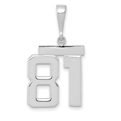 14K Weißgold mittelgroßer polierter Zahl-81-Charm