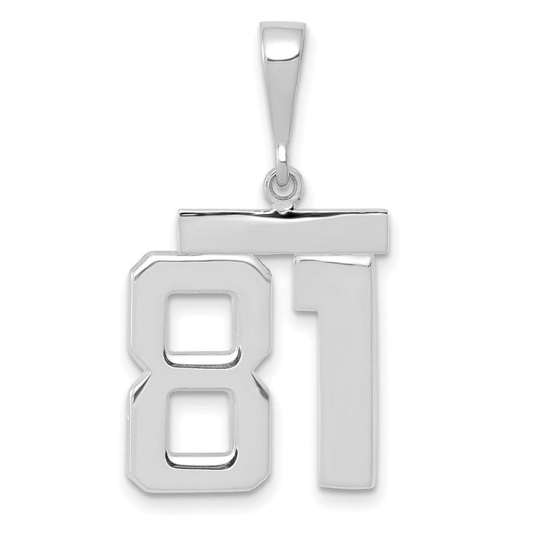14K Weißgold mittelgroßer polierter Zahl-81-Charm