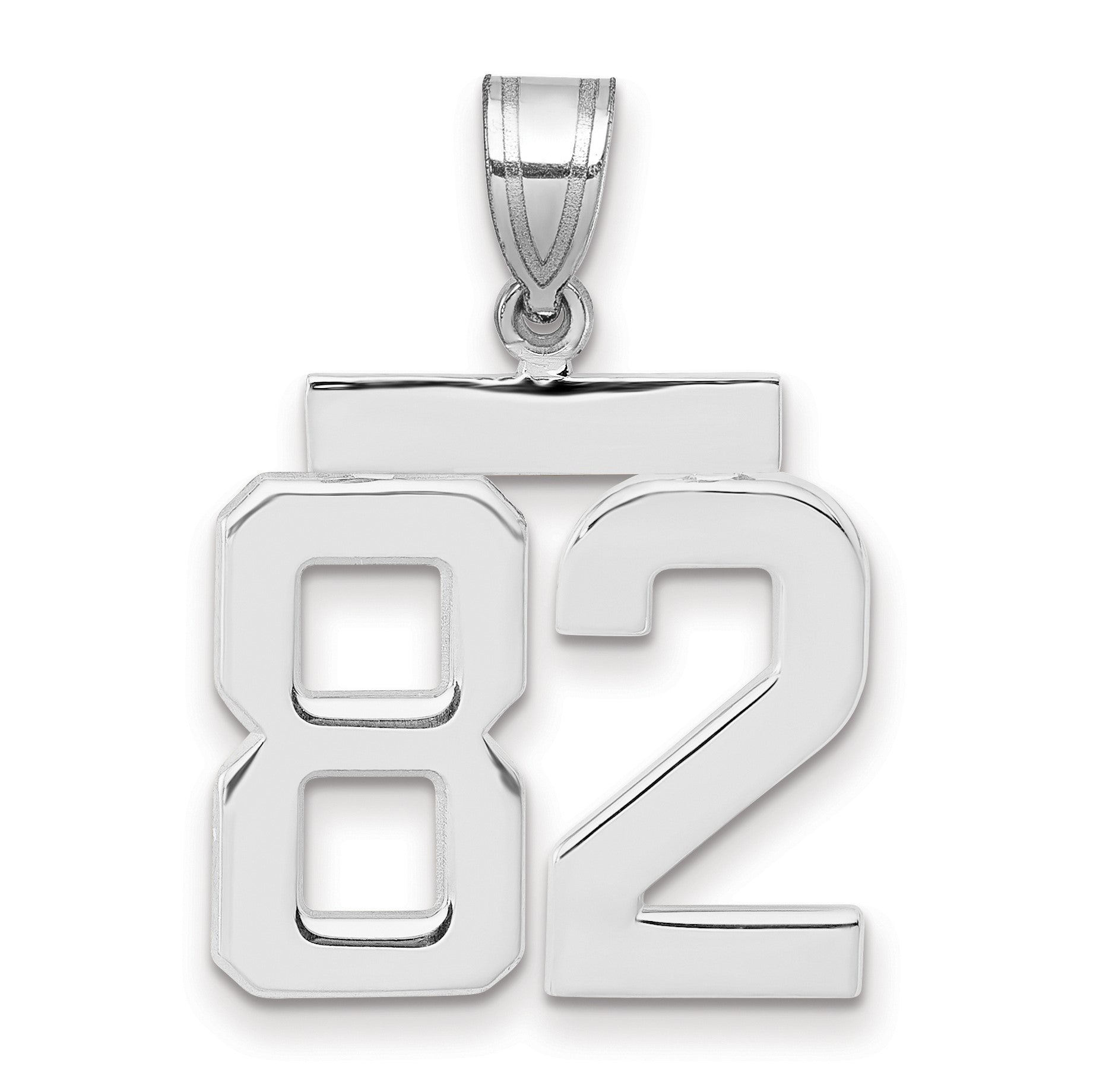 14K Weißgold Poliert Zahl 82 Charm, Mittelgroß